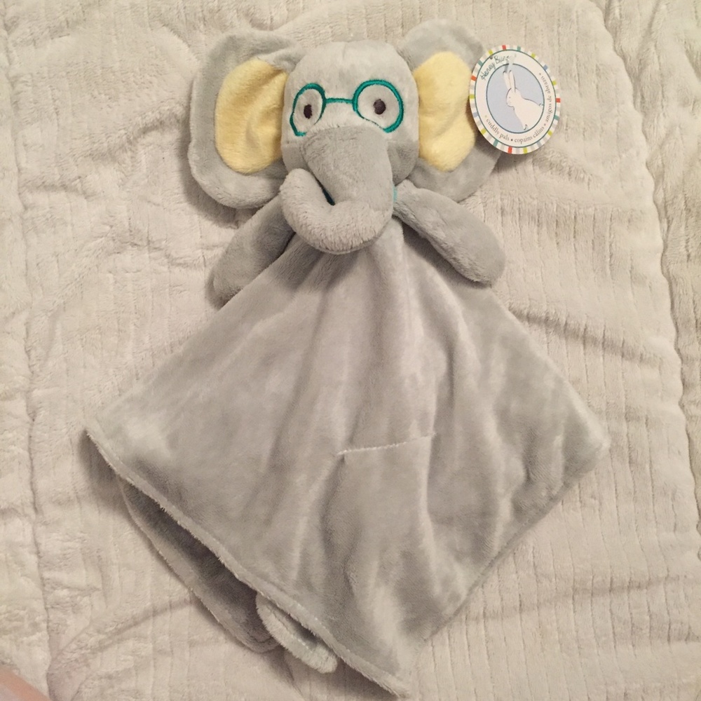 New Honey Bunny Elephant Glasses Bow Tie Plush Baby Security Blanket Lovey
